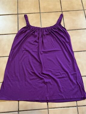 VENUS Purple Gathered Neck Spaghetti Strap dress/ coverup